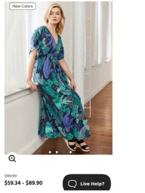 Ellos 22/24 women's plus size stretch knit tropical print maxi dress